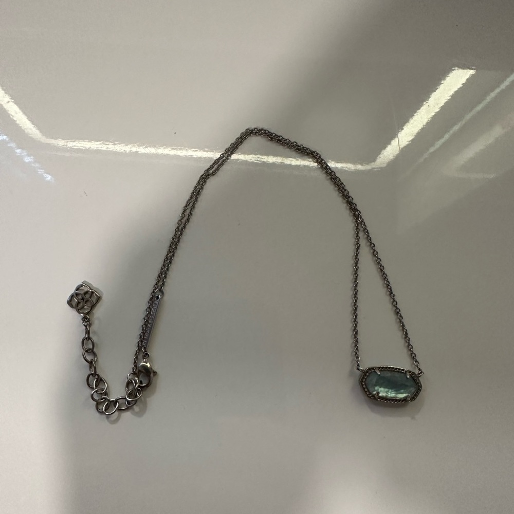 Kendra Scott Elegant Silver Necklace With Blue Pendent